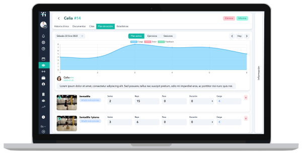 Fisiotrack no computador do fisioterapeuta: o plano de exercícios de um paciente