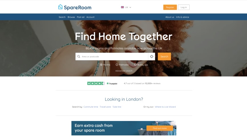 Spareroom website