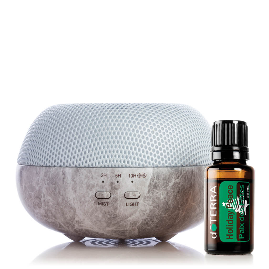 doTERRA Brevi Stone Diffuser with Holiday Peace Essential Canuck