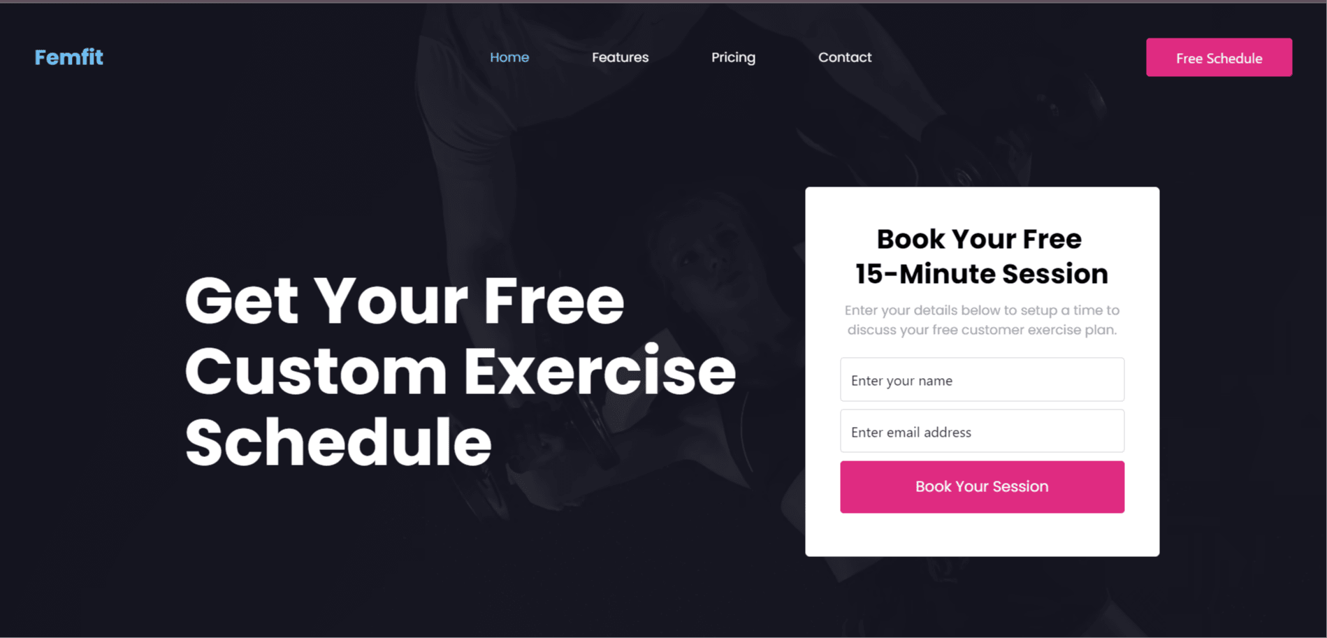 Femfit website template for female gym attendants