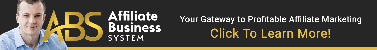 Affiliate Business System banner featuring Vick Strizheus and the text "Your Gateway to Profitable Affiliate Marketing. Click To Learn More!" promoting affiliate marketing opportunities.