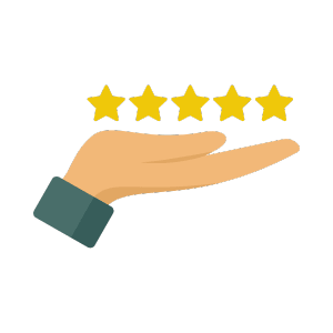 open animated palm with five starts displayed