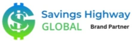 Savings Highway Global logo featuring a green and blue dollar symbol with the text "Brand Partner" on its right side, indicating a financial services partnership.