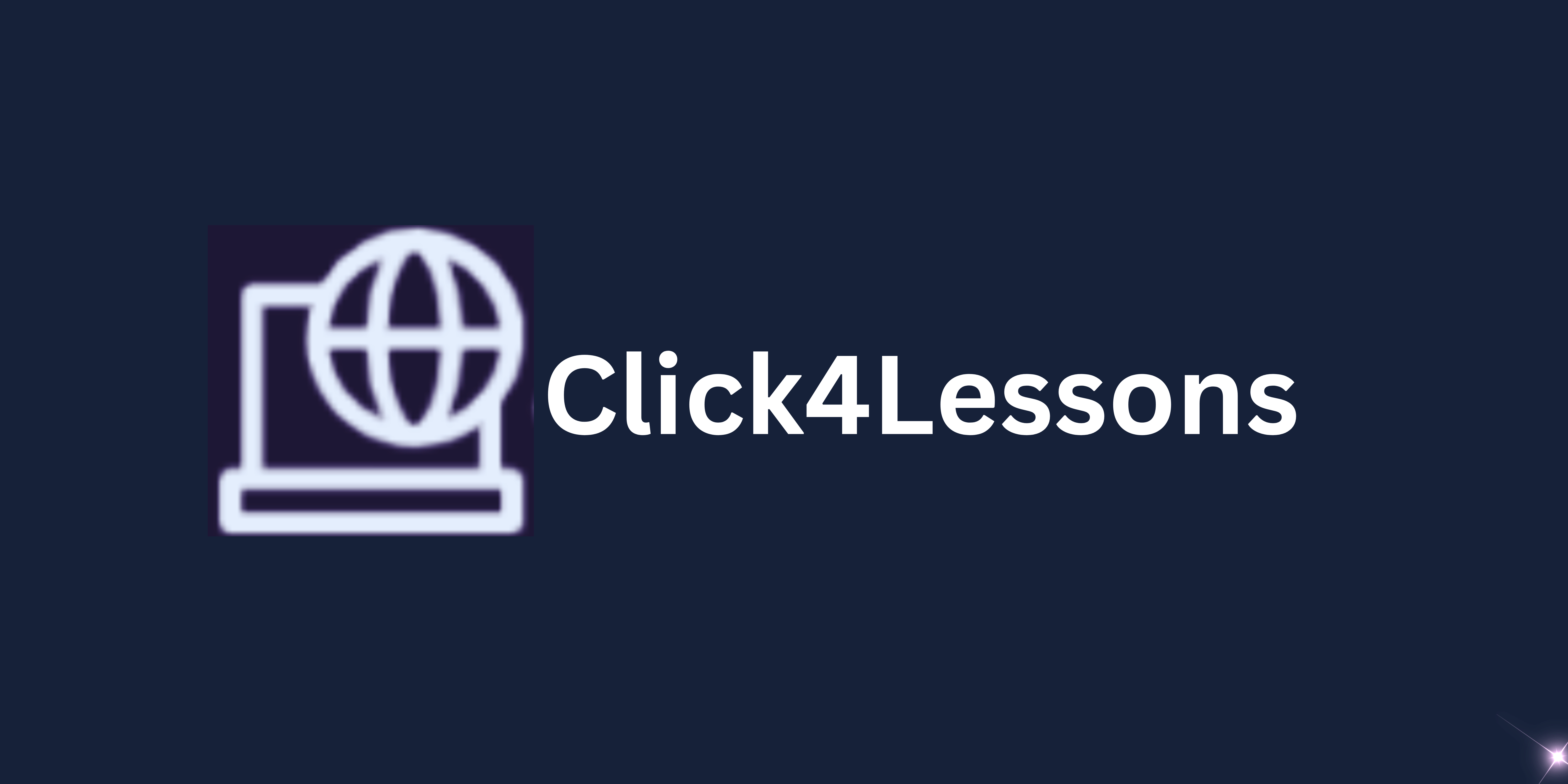 Click4Lessons White Logo with Black  Background