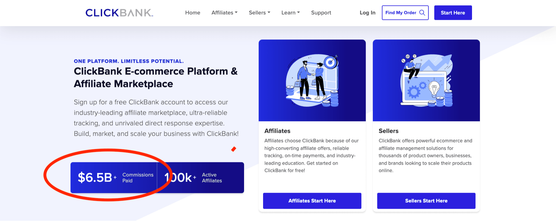 ClickBank Homepage Screenshot