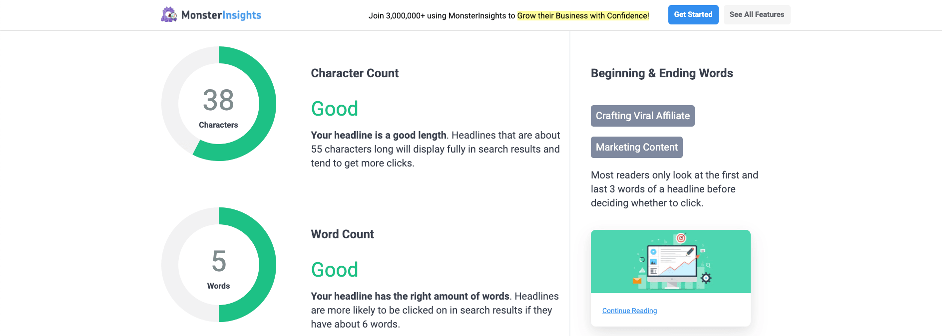 Monster Insights Headline Analyzer
