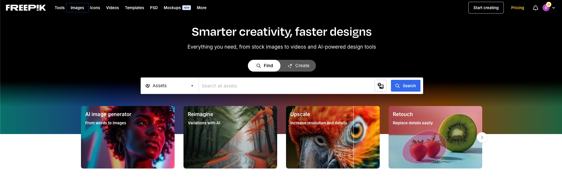 Freepik Homepage Screenshot