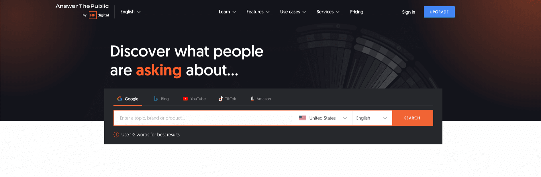 AnswerThePublic Homepage Screenshot