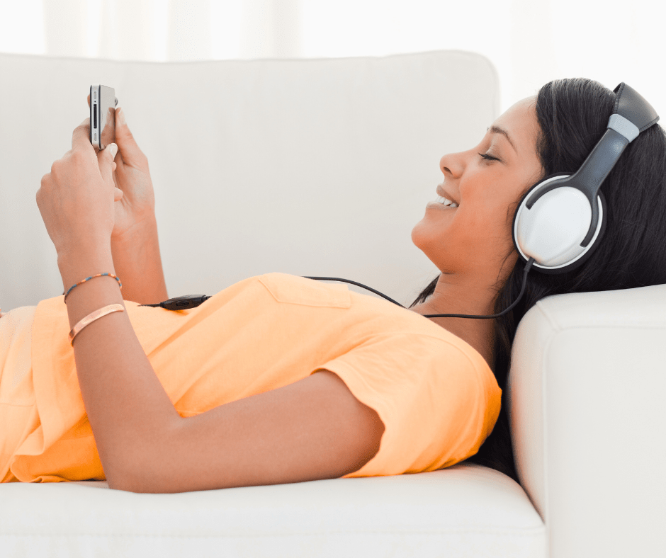 Smiling Young Woman Watching a Video on Affiliate Marketing