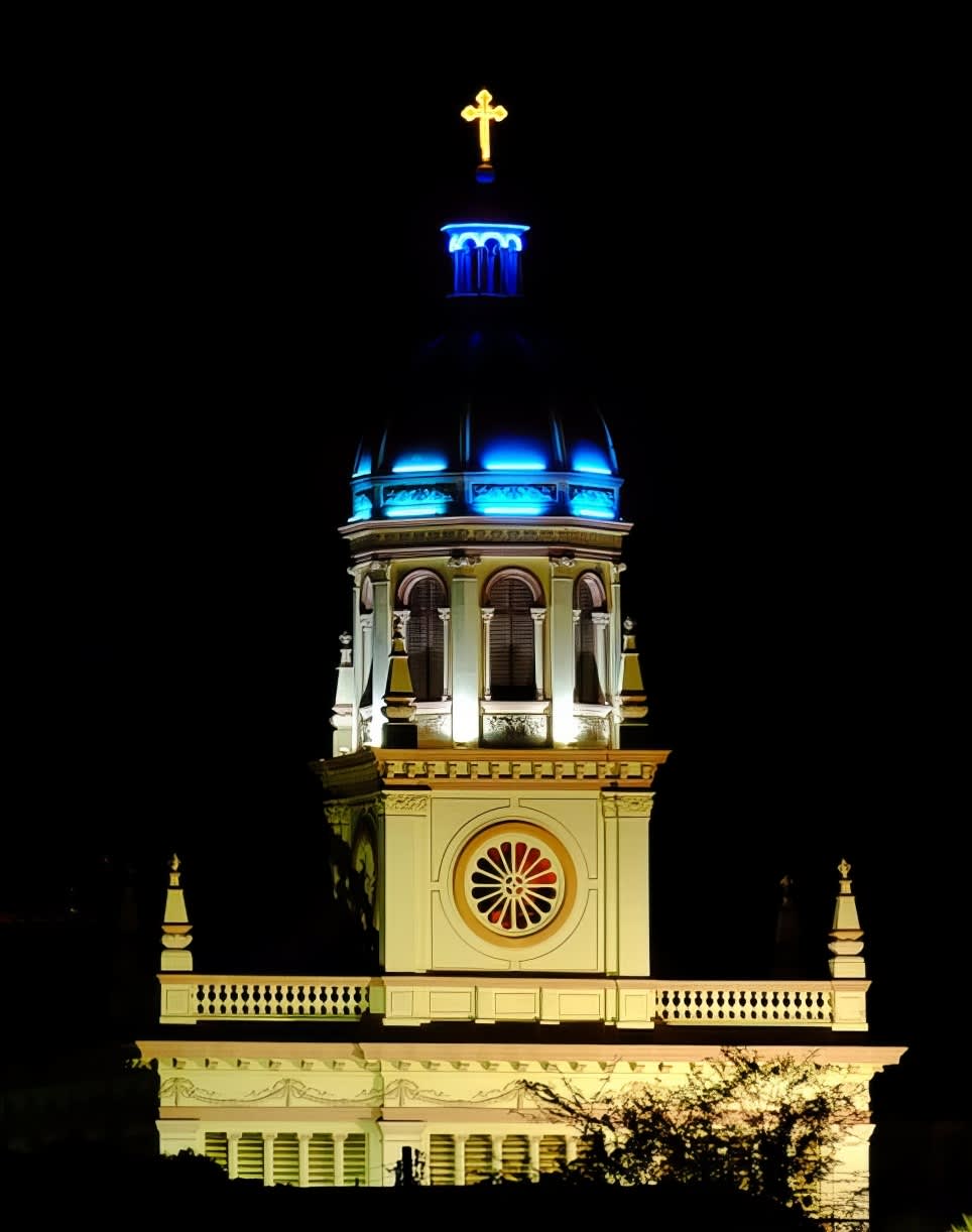 Church Lit Up at Night
