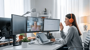 image in a office doing a webinar