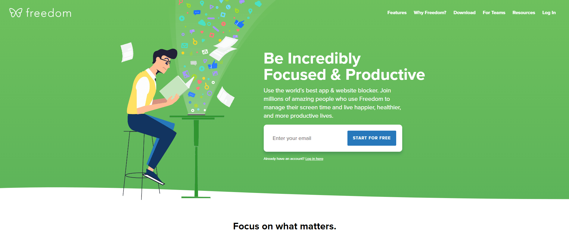 Freedom productivity tool homepage screenshot