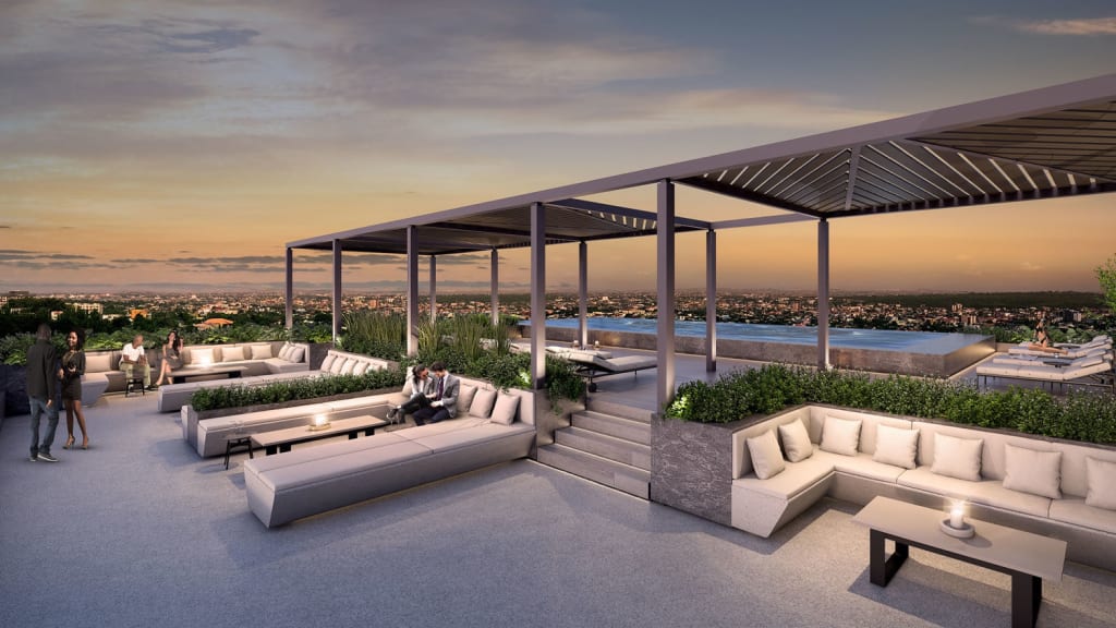 Design of the rooftop of The Lennox in Accra Ghana with a swimming pool