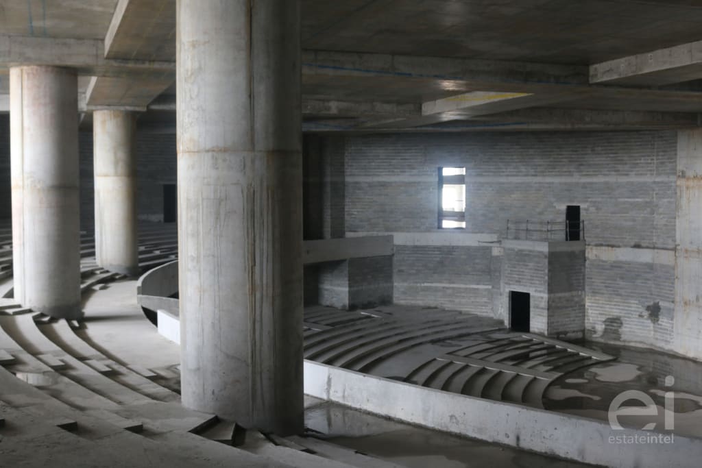 pillars and structure of Trinity Tower auditorium under construction