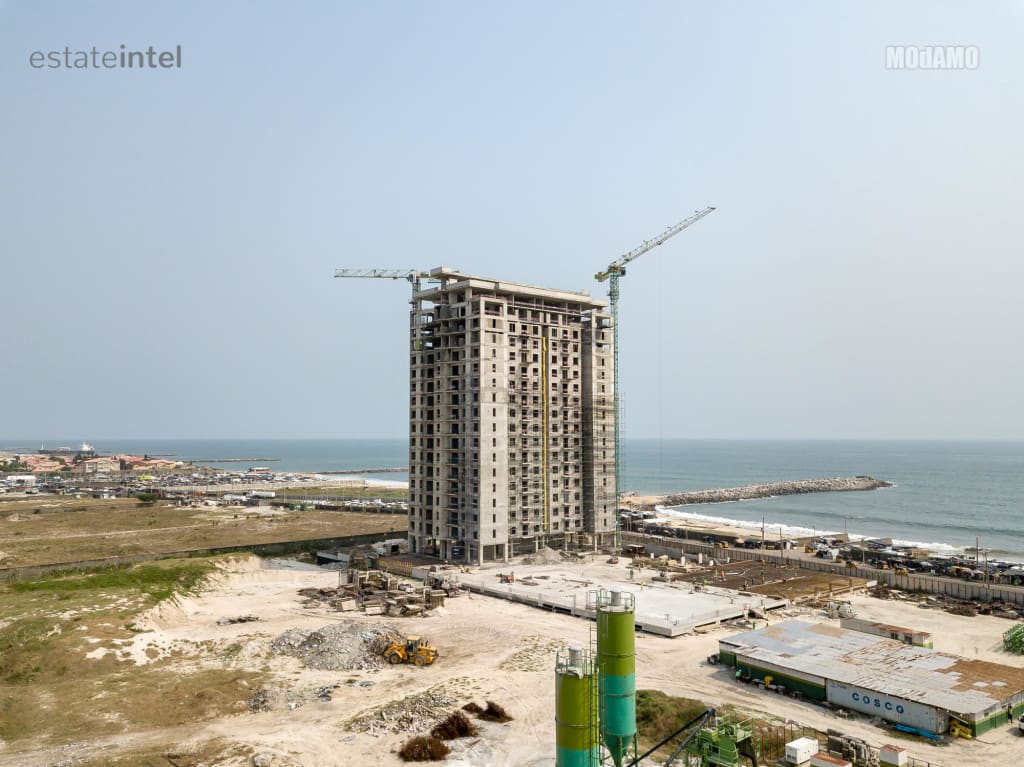 Sapphire Tower in Blue Water Residences Lekki Development Topped Out