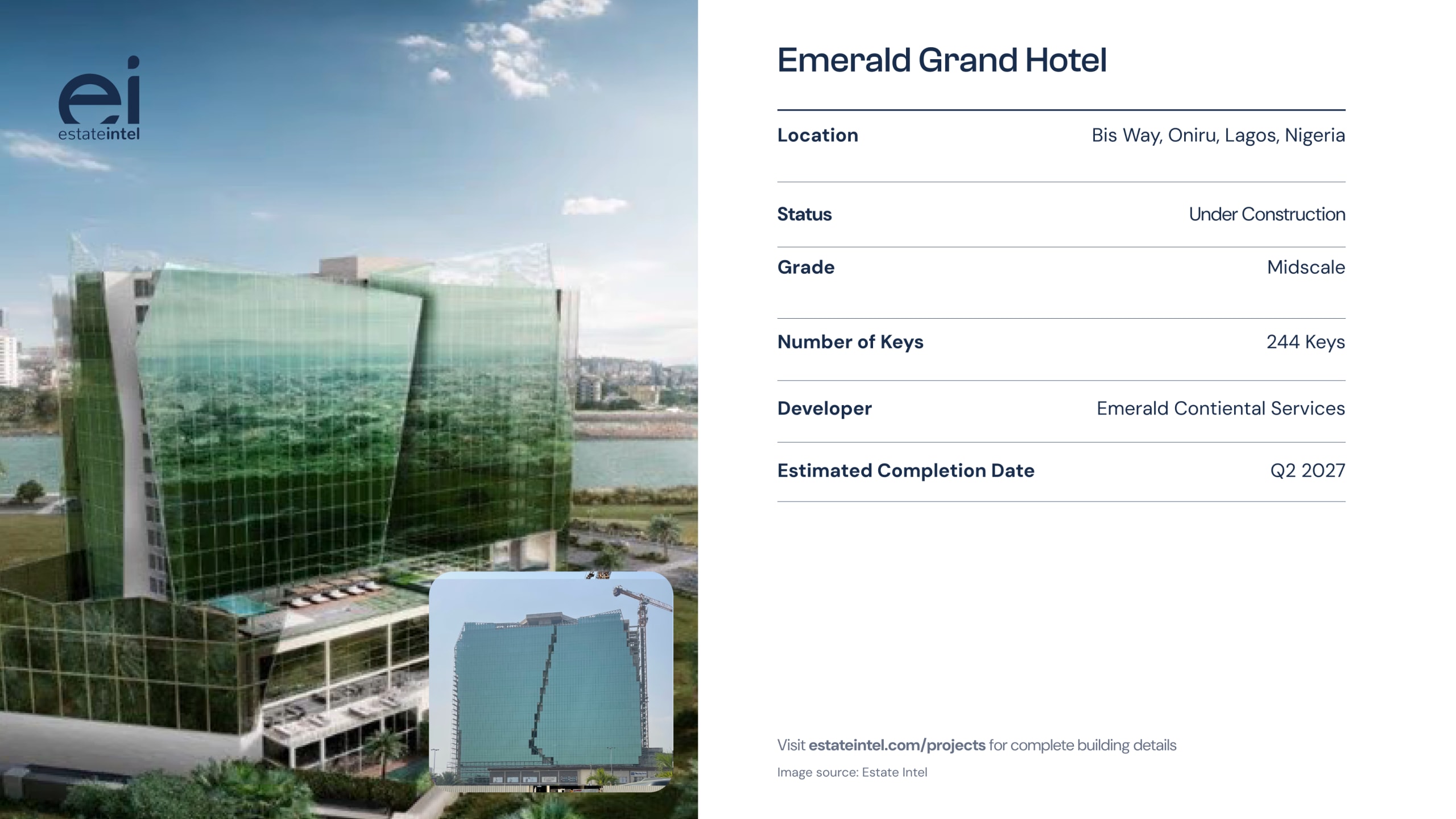 Emerald Grand Hotel, Oniru, Lagos. Image Source: Estate Intel Research.