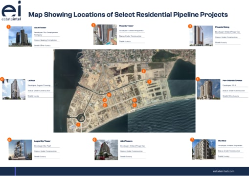 Map Showing Locations of Select Residential Pipeline Projects