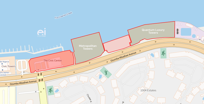 Map showing the Location of Metropolitan Towers and Quantum Luxury Towers. (Source: Estate Intel)