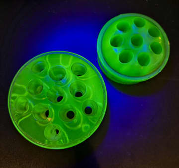 Uranium glass flower frogs