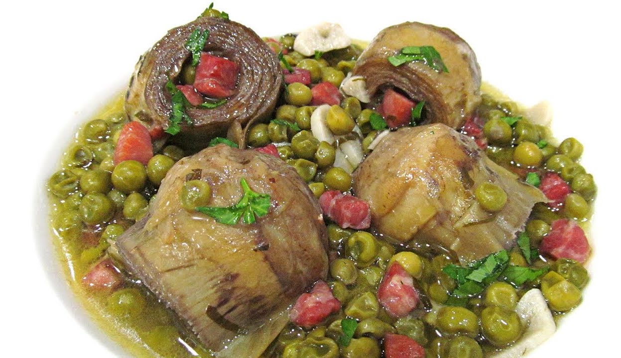Habitas, guisantes y alcachofas con jamón Habitas, guisantes y alcachofas con jamón
