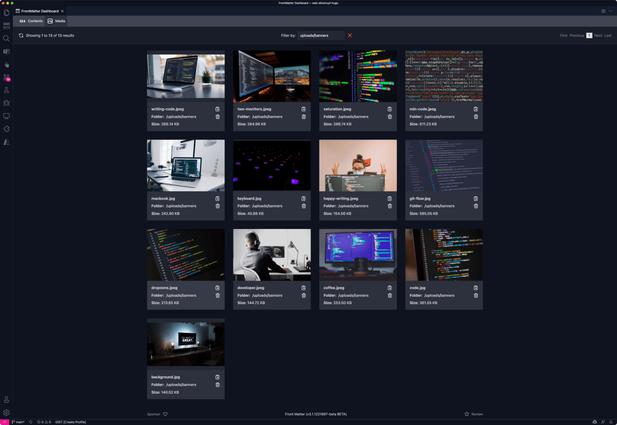 Dashboard - Media view