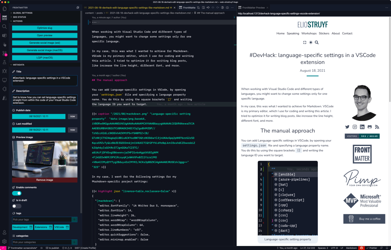 The Cms Running In Vs Code For Your Static Sites Front Matter