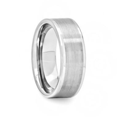 Mens Tungsten Carbide Ring Polished Edges Satin Center