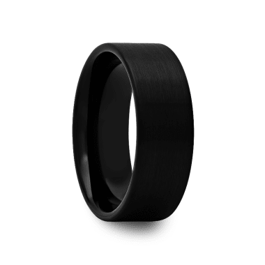Pipe Cut Black Tungsten Ring with Brushed Finish