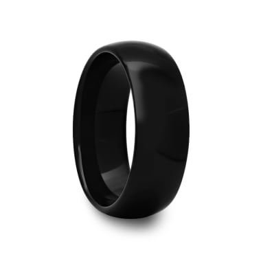 Round Polished Black Tungsten Carbide Ring 