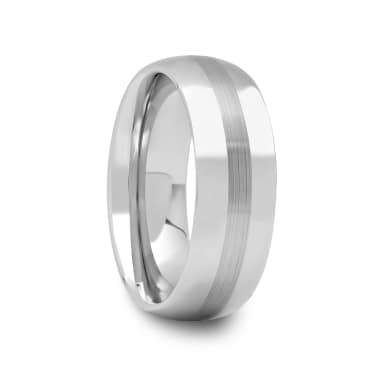 Mens Tungsten Carbide Ring Rounded with Brushed Center