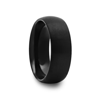 Round Black Tungsten Ring with Brushed Finish