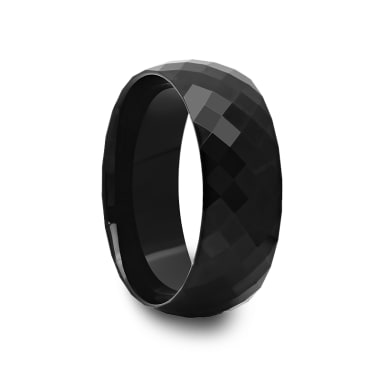 Multi Diamond Faceted Black Tungsten Carbide Ring 