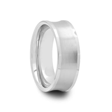 Mens Brushed Concave Center & Polished Edges Tungsten Ring