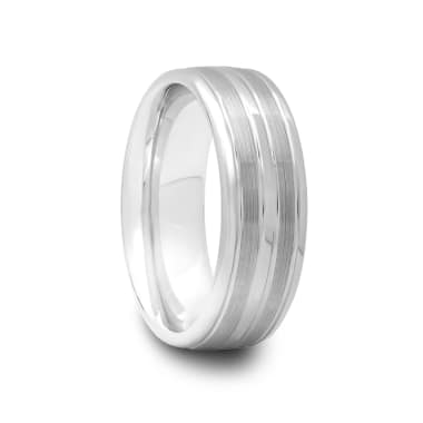 Tungsten Ring with Polished Triple Grooves and Double Brushed Center 