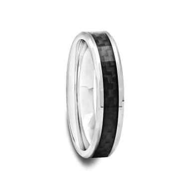 Tungsten Carbide Ring with Black Carbon Fiber 4 mm