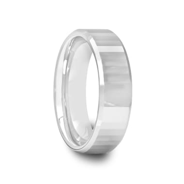 Polsihed Tungsten Ring with Rectangular Facets 4 mm