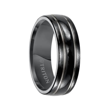 Triton Ring 7mm Domed Black Titanium Comfort Fit Band