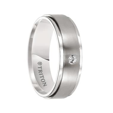 7MM Tungsten Carbide Ring - Brushed Finish and Step Edge