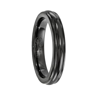 Black Ti Collection Black Titanium Triple Groove 4mm Domed Wedding Band Black Ti Collection Black Titanium Triple Groove 4mm Domed Wedding Band