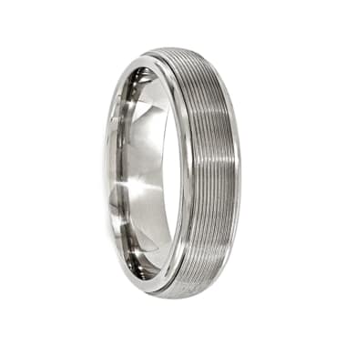 Edward Mirell Titanium w//14k White Gold Textured Lines 7.5mm Band