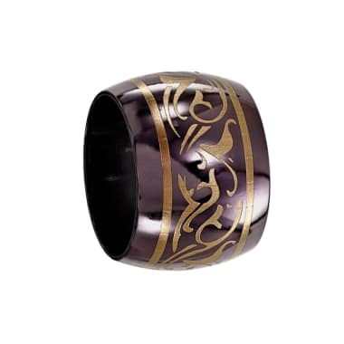 Edward Mirell Ring 16mm Domed Black Titanium Ring with Multi-Color Sapphires