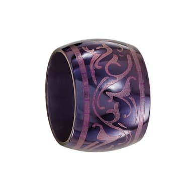 Edward Mirell Ring 16mm Domed Black Titanium Ring with Anodized Pink Design