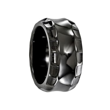 Edward Mirell Ring 12mm Black Ring Titanium Ring with Faceted Edges