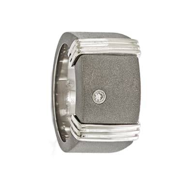 Edward Mirell Ring 12mm Titanium Ring & Sterling Silver .06Ct Diamond Signet Ring