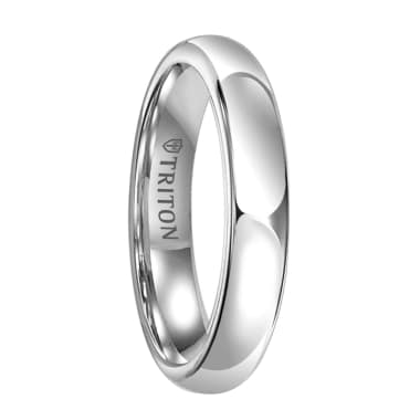 Triton Ring 4mm & 5mm White Tungsten Bright Polish Domed Comfort Fit Band