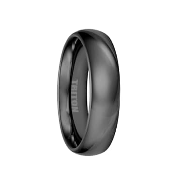 Triton Ring 6mm Black Tungsten Carbide Domed Bright Polished Comfort Fit Band