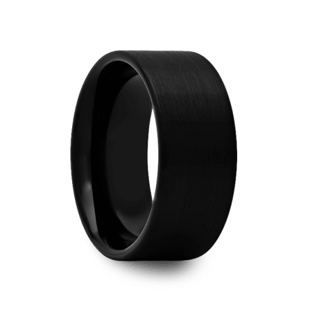 Pipe Cut Black Tungsten Ring with Brushed Finish