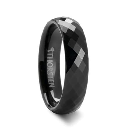 AURORA 288 Diamond Faceted Black Tungsten Band - 4mm - 6mm