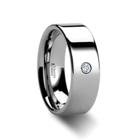 BRISTOL Flat Polished Tungsten Diamond Ring 6mm & 8mm