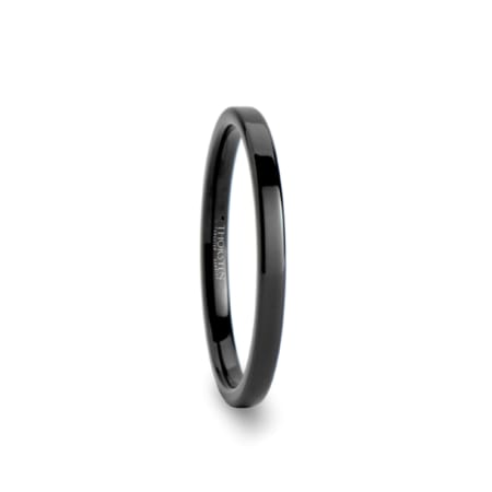 Charlotte 2mm Black Flat Shaped Tungsten Wedding Ring For Her